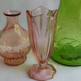 Pink Art Deco tulip vase in moulded glass