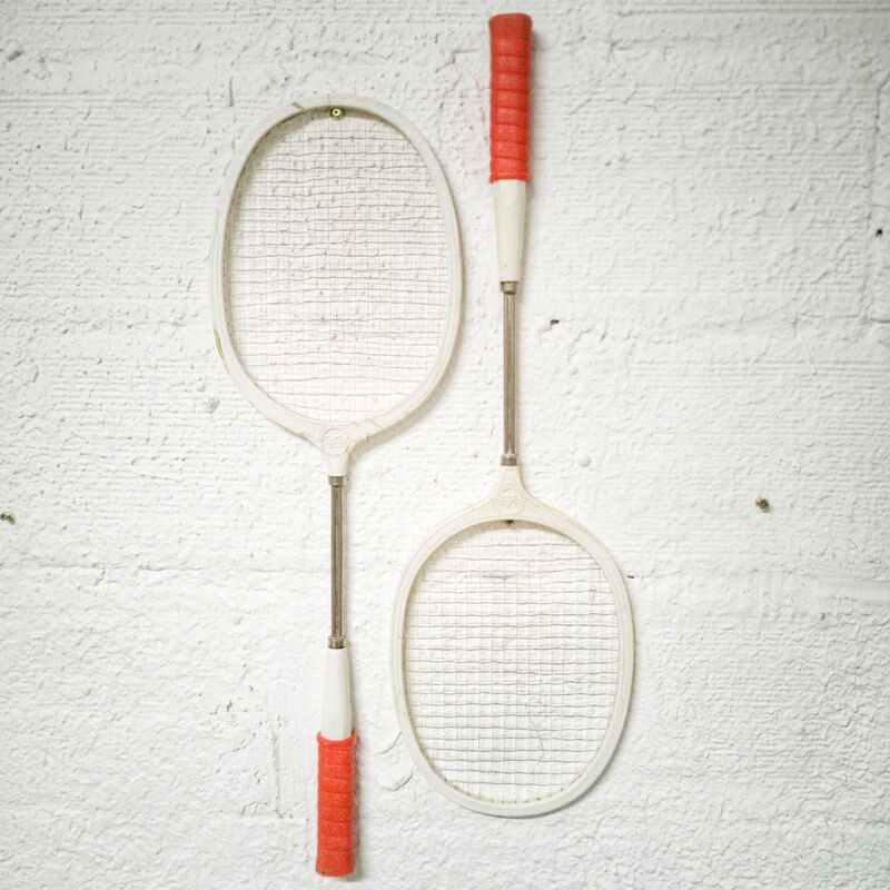 Pair of vintage badminton rackets