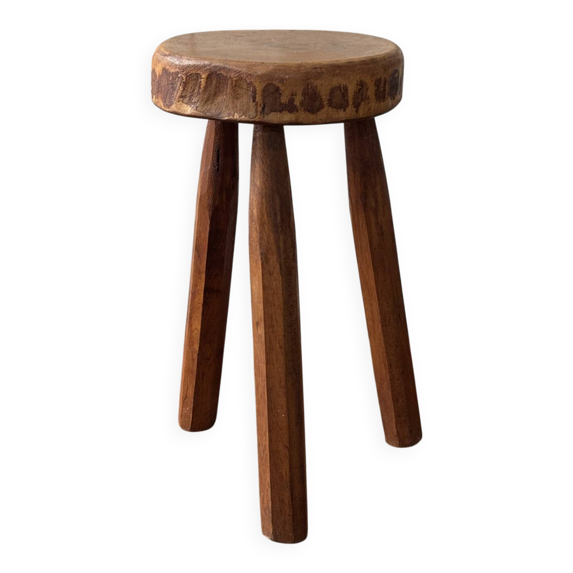 Tabouret tripode en bois massif