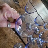 8 blue-tinted glass goblets – 1960s