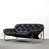 Scandinavian leather sofa by John-Bertil Häggström for Swed-Form, 1970s