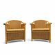 2 x wicker and bamboo patio chair / 1980s / faux suede / alcantara