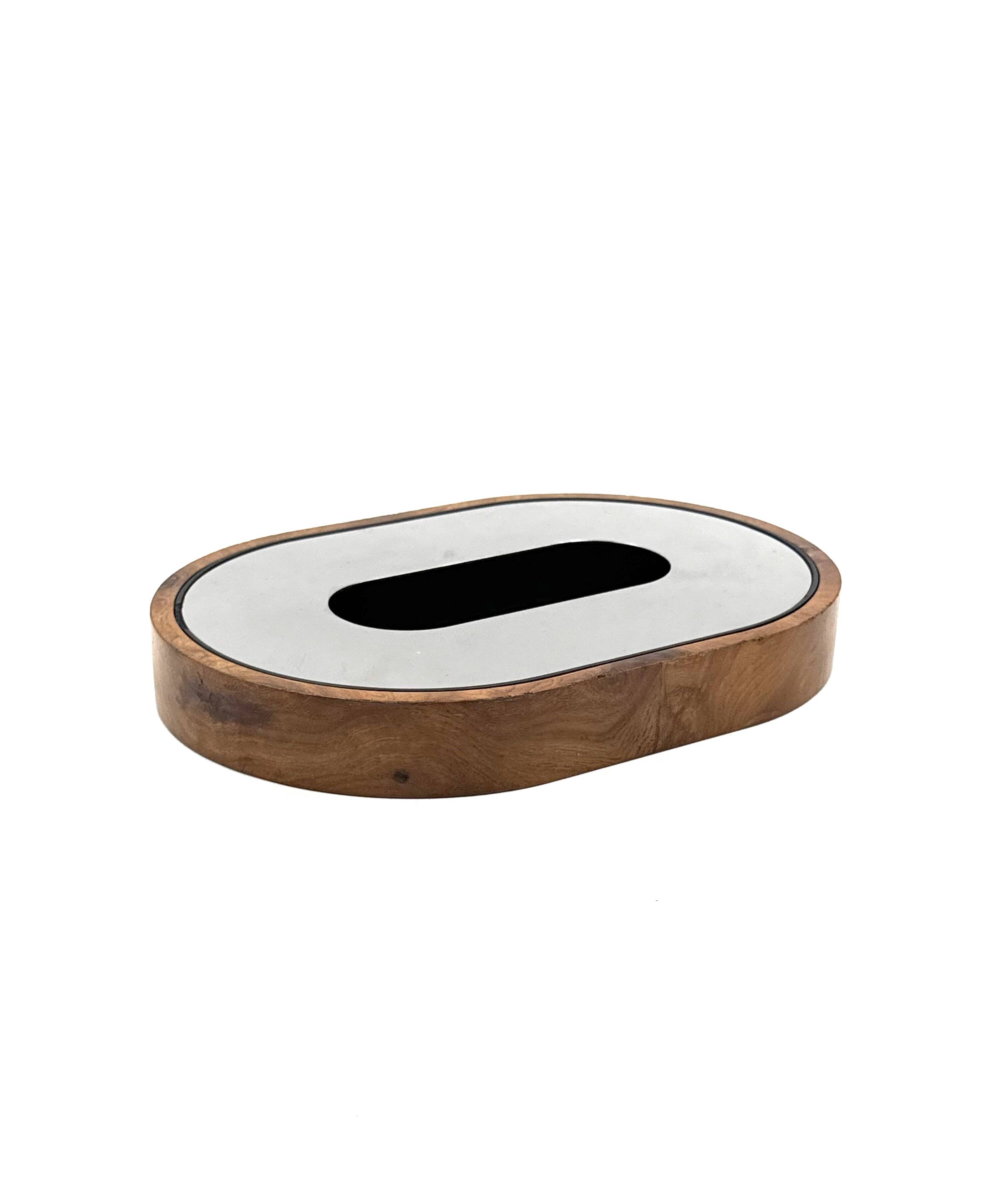 Mid-century olive wood ashtray, Italy ca. 1970