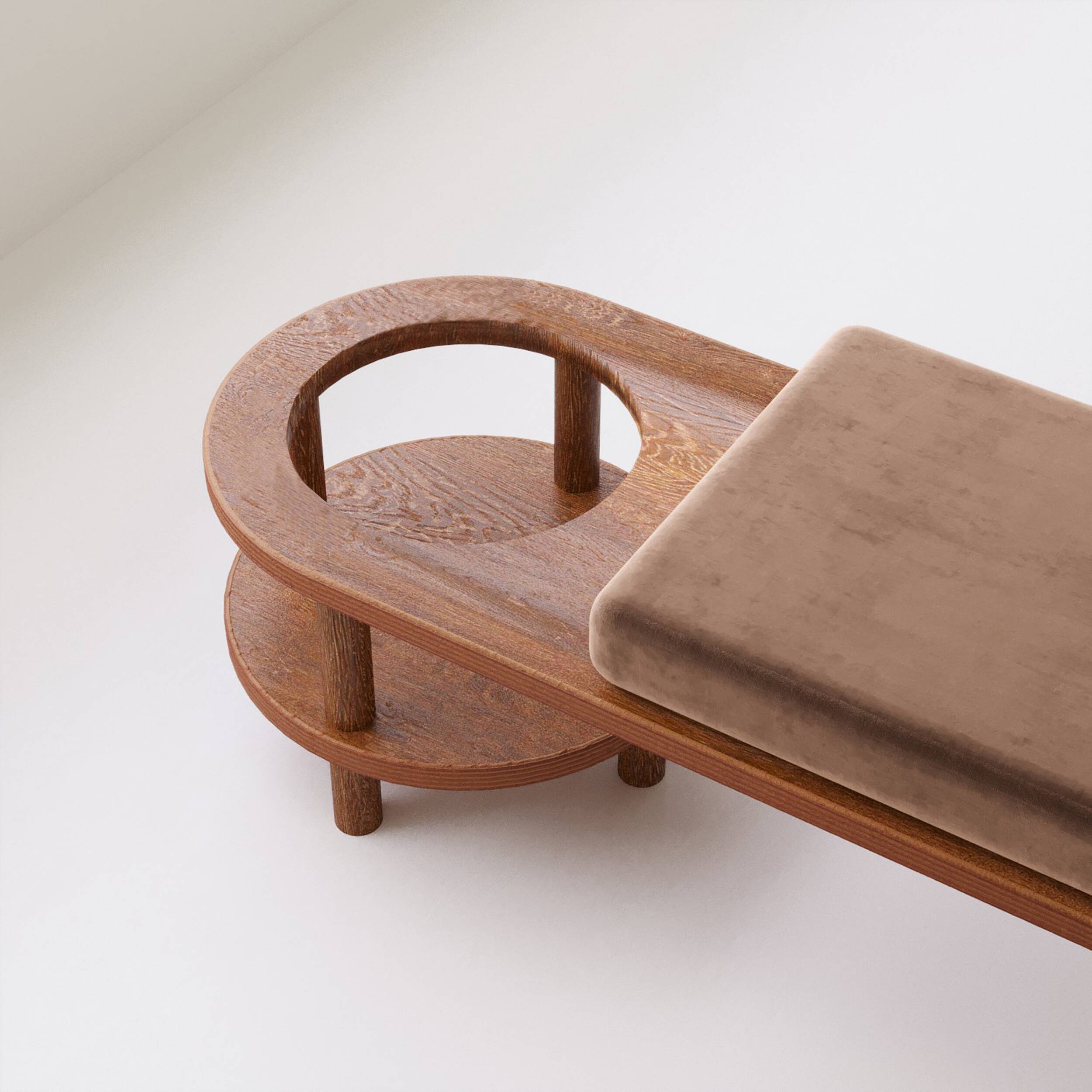 Mid Century Modern Wooden Bench 95x45x45Cm