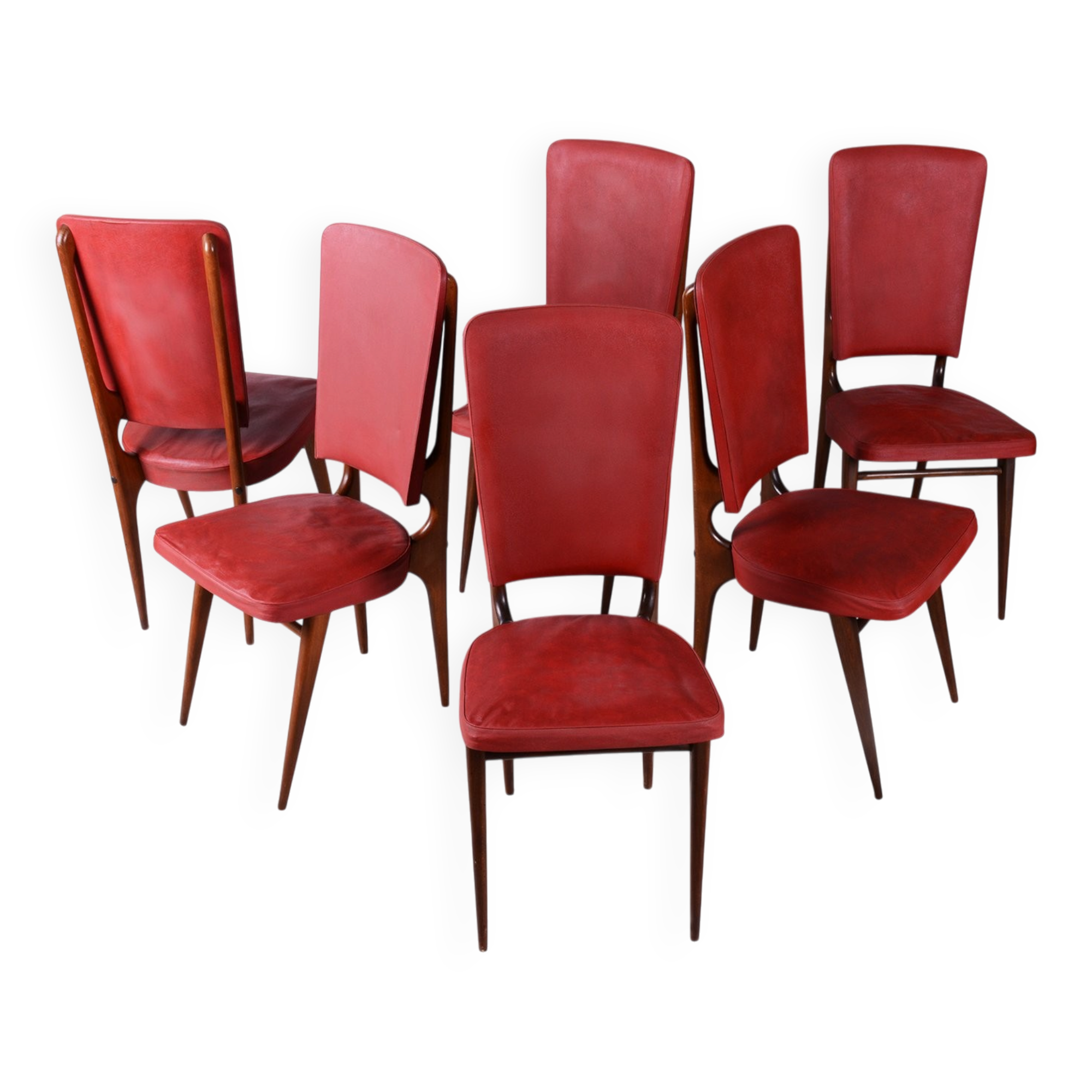 Vintage French Art Deco Chairs by Jules Leleu for Stella, 1940s, Set of 6