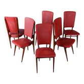 6 chaises Art Déco françaises vintage par Jules Leleu pour Stella, années 1940