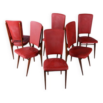 Vintage French Art Deco Chairs by Jules Leleu for Stella, 1940s, Set of 6