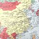 Vintage map Asia China Japan India USSR 43x43cm from 1950