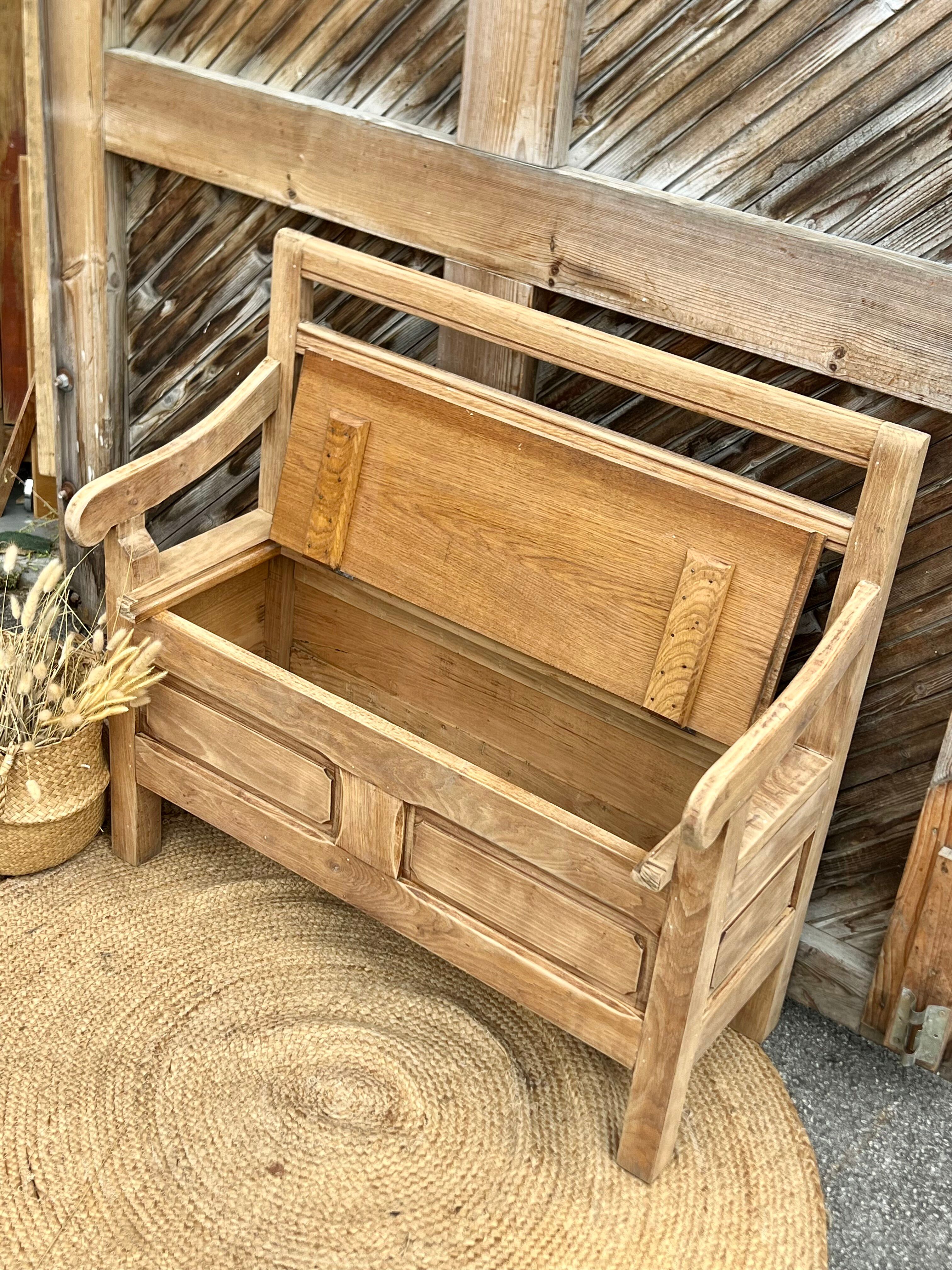 Antique solid oak chest bank