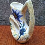 Earthenware vase signed by Jacqueline Gelb with a thistle decoration.
