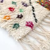 Moroccan Berber carpet azilal ecru with diamonds and colorful patterns 300x188cm