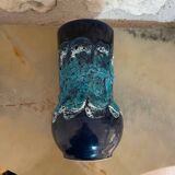 D’après BAY KERAMIK ou SCHEURICH, vase émaillé bleu