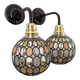 Pair of faceted glass globe wall lights