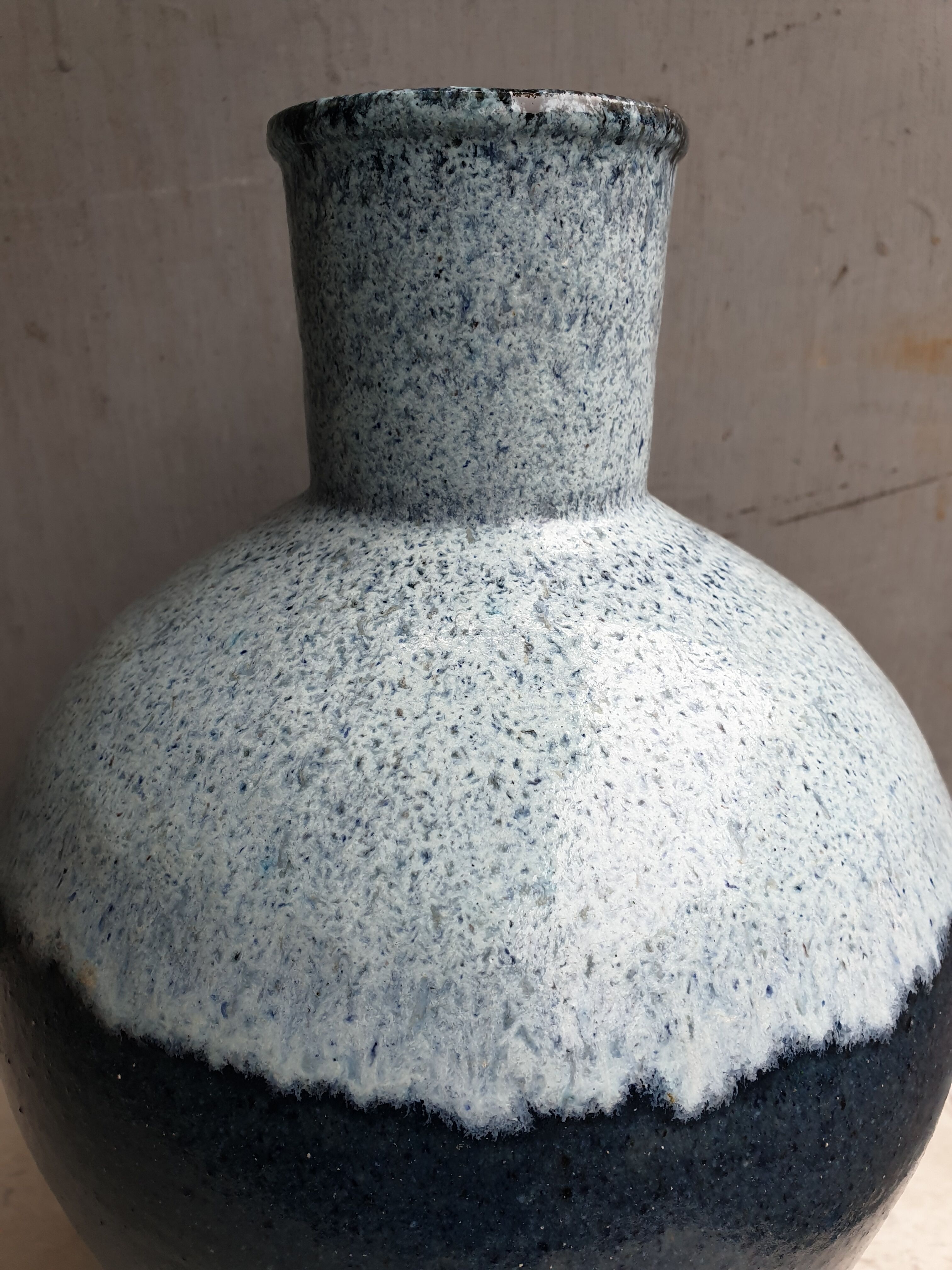 Large Accolay vase ceramic blue 1950