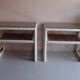 Pair of bedside tables in bamboo effect wood and woven wicker