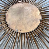 Old sun mirror in gold metal design from the 60s Chaty Vallauris