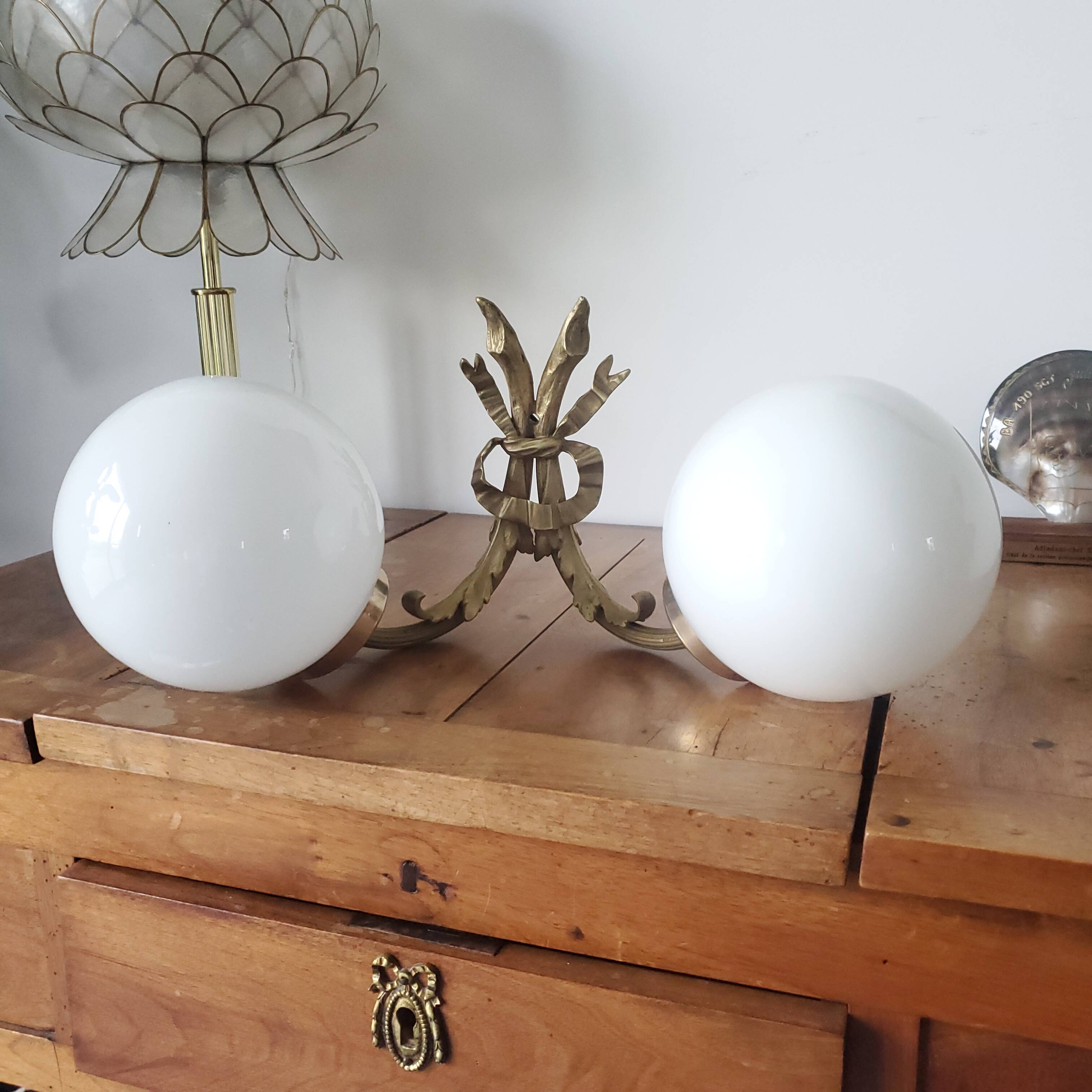 Vintage double opaline wall lamp