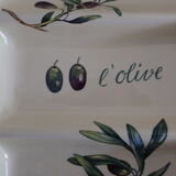 Plat de service 3 compartiments en céramique décor olives
