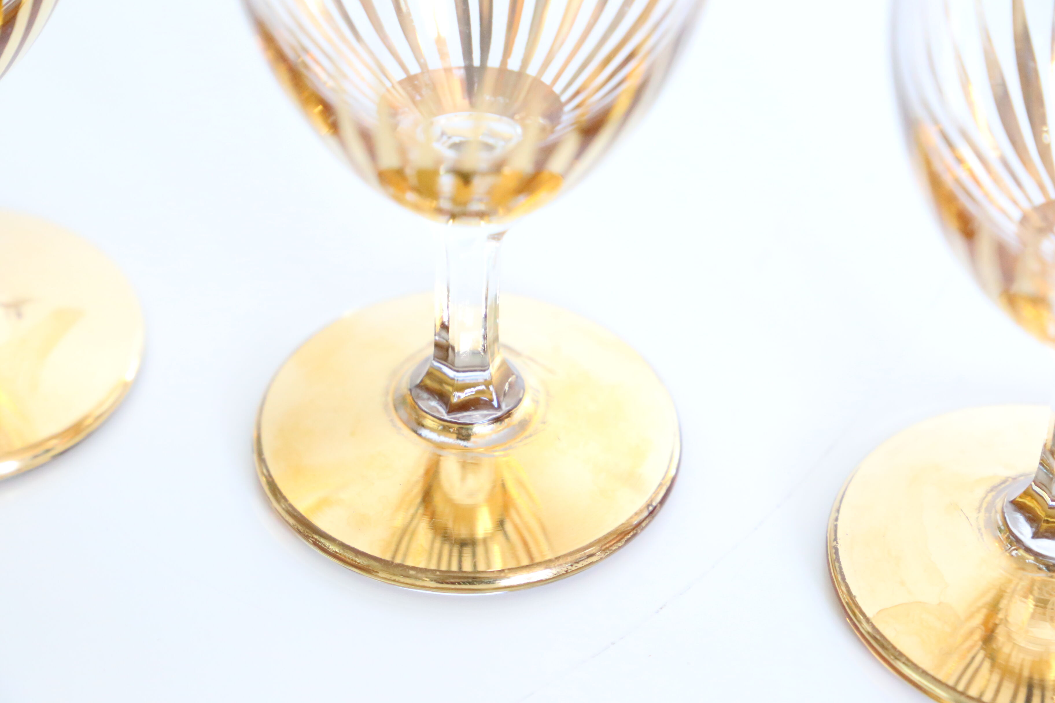 Set of 3 walking glasses, gilded, mid-20th century, art deco