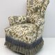 Pair of Art Dèco Italian Walnut and Velvet Armchairs and Two Ottomans, 1920
