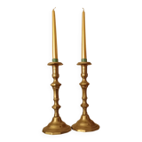 Pair of Empire period brass candlesticks