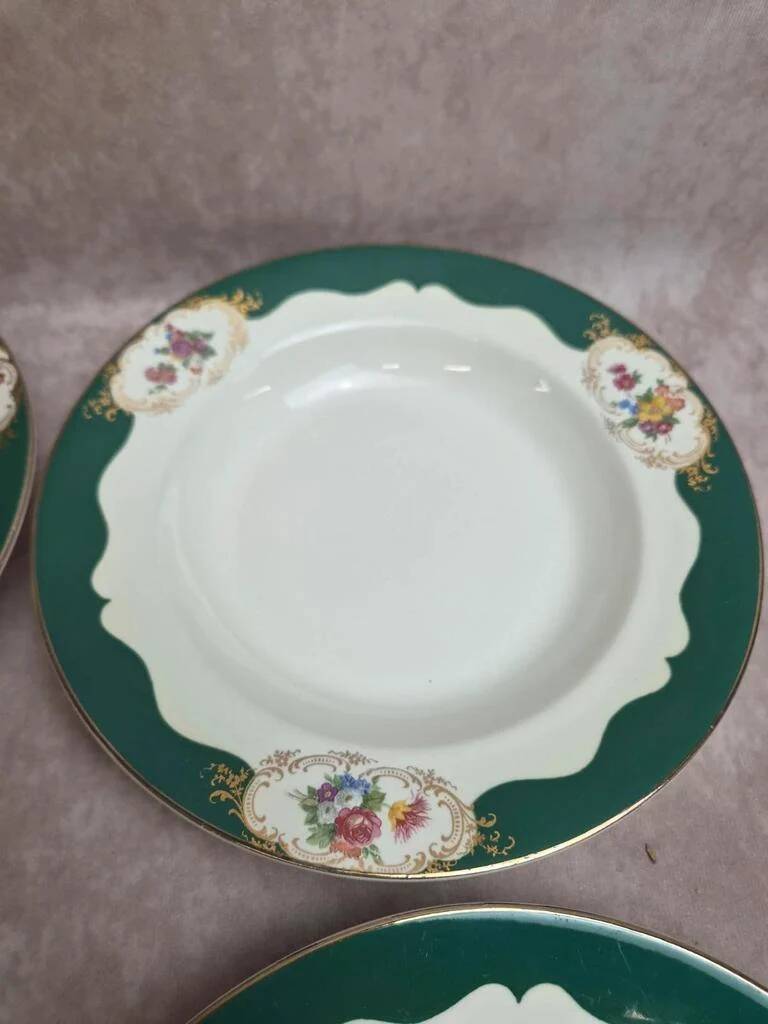 Set of 7 deep plates Digoin Sarreguemines Champagne – Opaque porcelain – Vintage ironstone