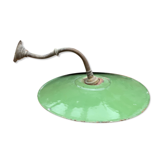 Wall lamp old gooseneck lampshade sheet enamelled green and white