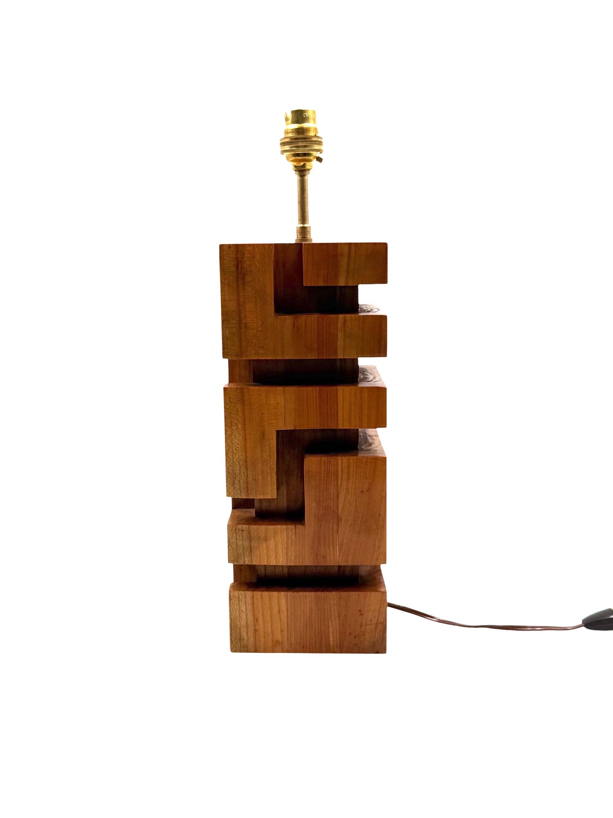 Hollywood regency wood table lamp, France 1970s