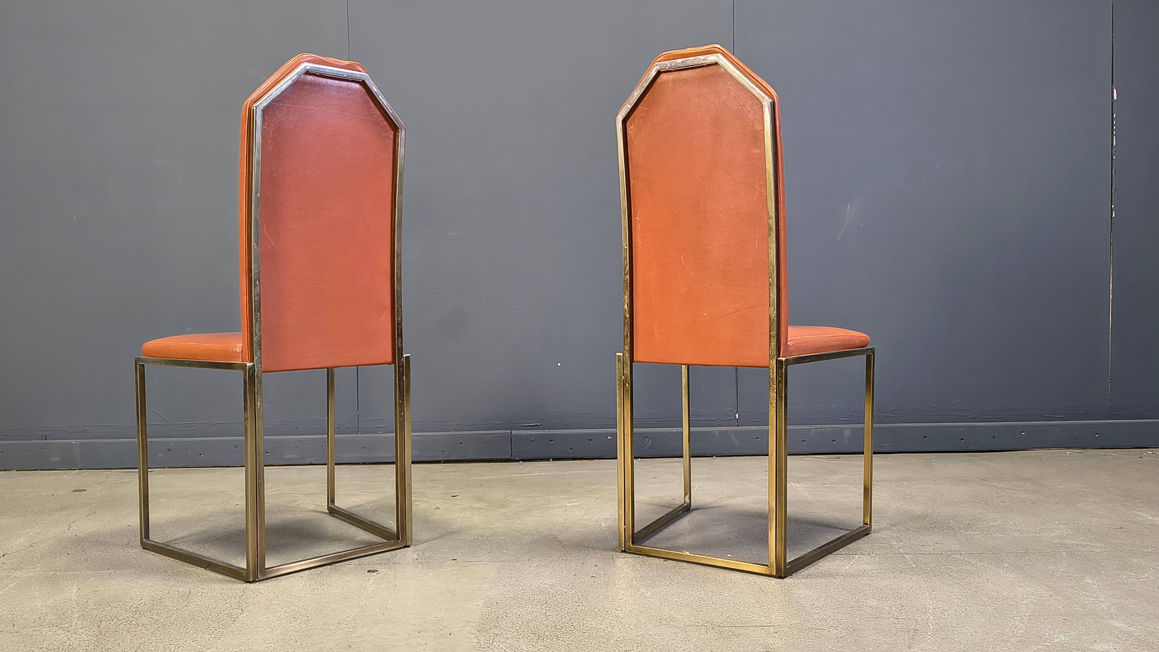 Vintage brass dining chairs by Belgochrom, 1970s