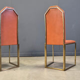 Vintage brass dining chairs by Belgochrom, 1970s