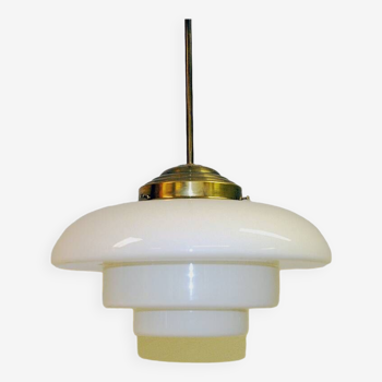 Swedish Art Deco ceiling lamp with opaline glass shade 1930s