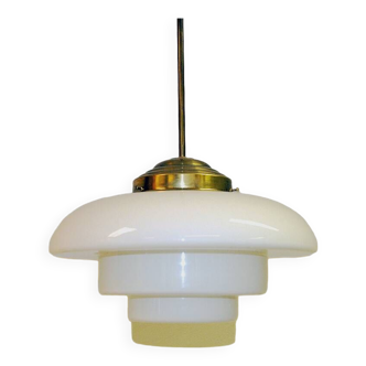 Swedish Art Deco ceiling lamp with opaline glass shade 1930s