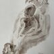 Painting signed sepia monochrome watercolor study of the statue “Rodin’s kiss”