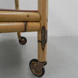 Bamboo serving trolley on castors