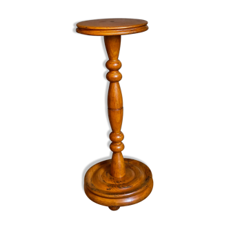 Sellette porte-plantes en bois massif tourné vintage