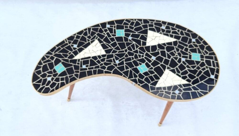 Kidney-shaped coffee table with mosaic top, 1950s