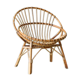 Fauteuil coquille en rotin