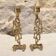 Pair of gilded bronze candlestick holders in brutalist style from around 1970.