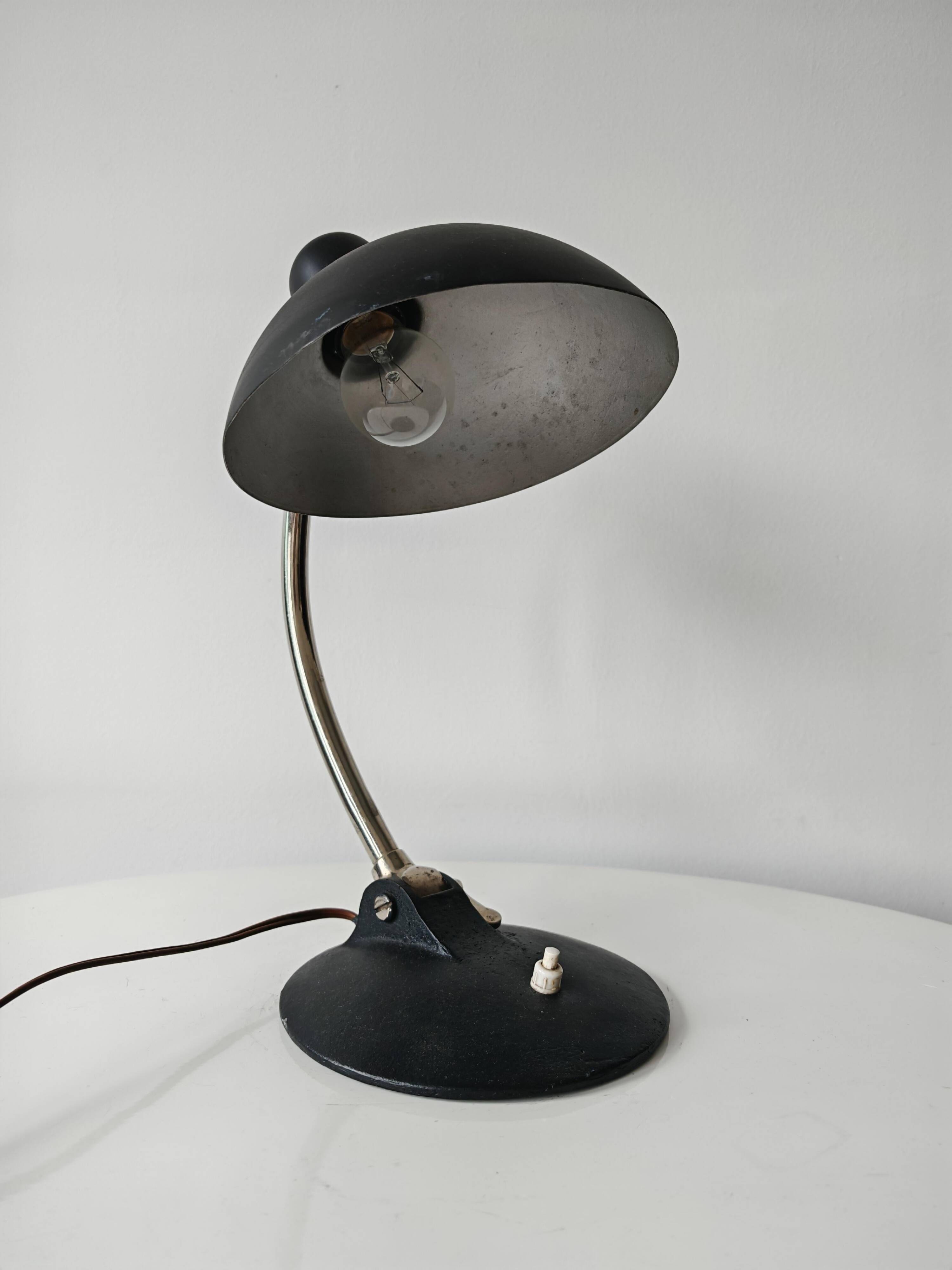 Bauhaus table lamp in wrought iron and steel, 1930s
