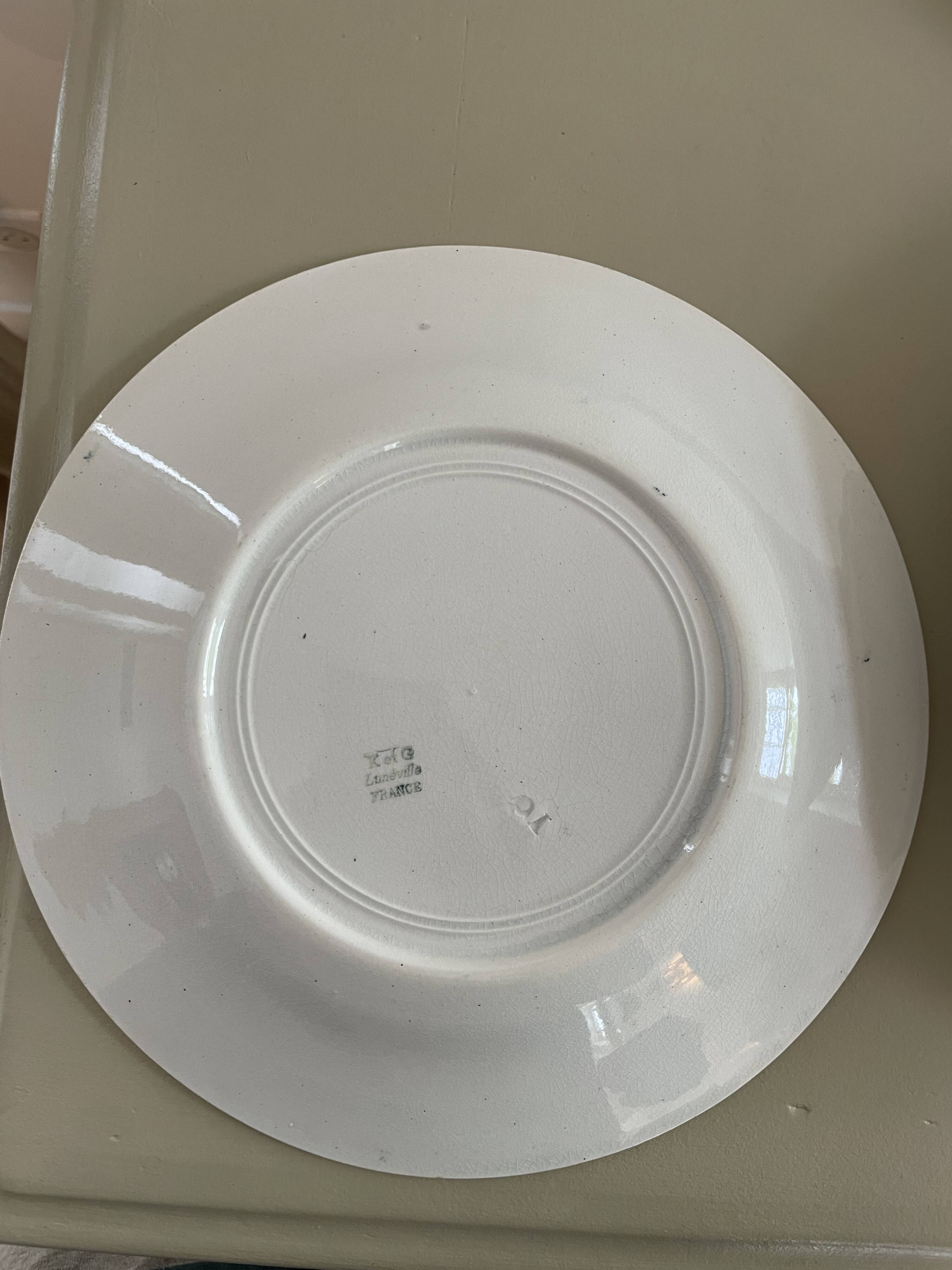 Set of 10 Lunéville ironstone soup plates, Oeillet model