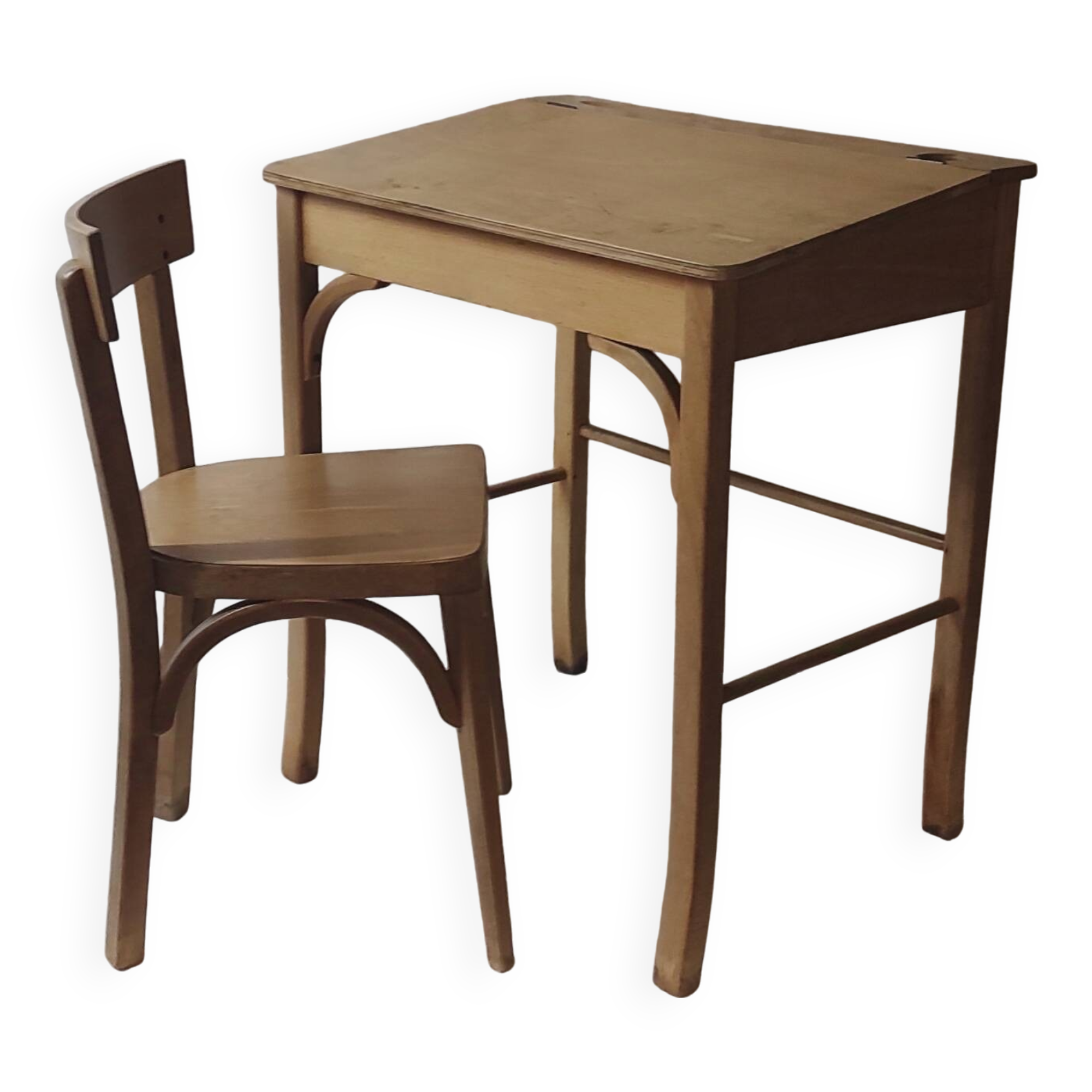 Wooden children's desk and chair - mid-20th century