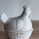 Sugar bowl with white ceramic hen decoration