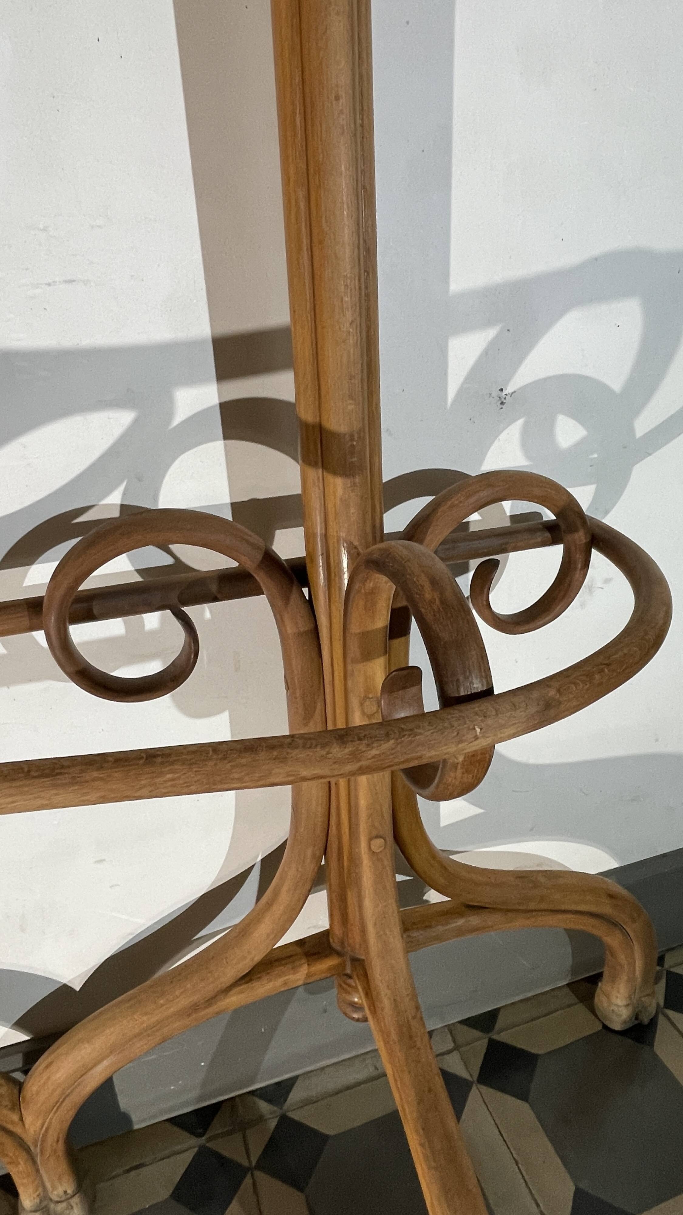 Double curved wood mirror coat rack by michael thonet gebrüder / freres, 1888