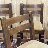 Set of 4 brutalist oak chairs from the 1950s