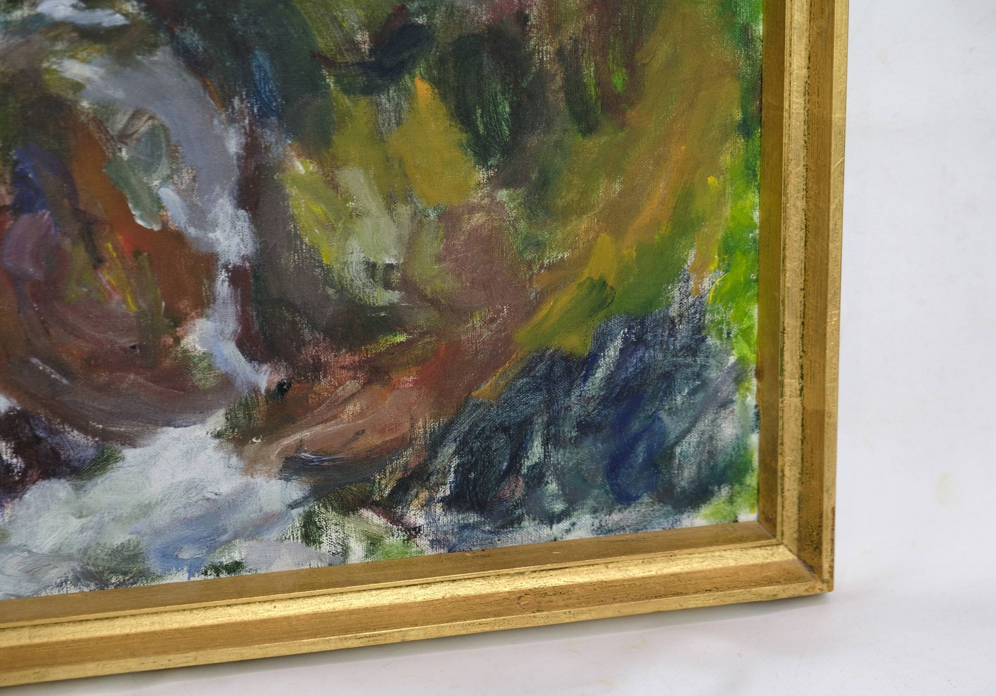 Oil Painting Painted on Canvas with Green and Brown Shades by Sixten Wiklund