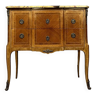 Commode sauteuse style Louis XV en marqueterie de bois précieux vers 1880