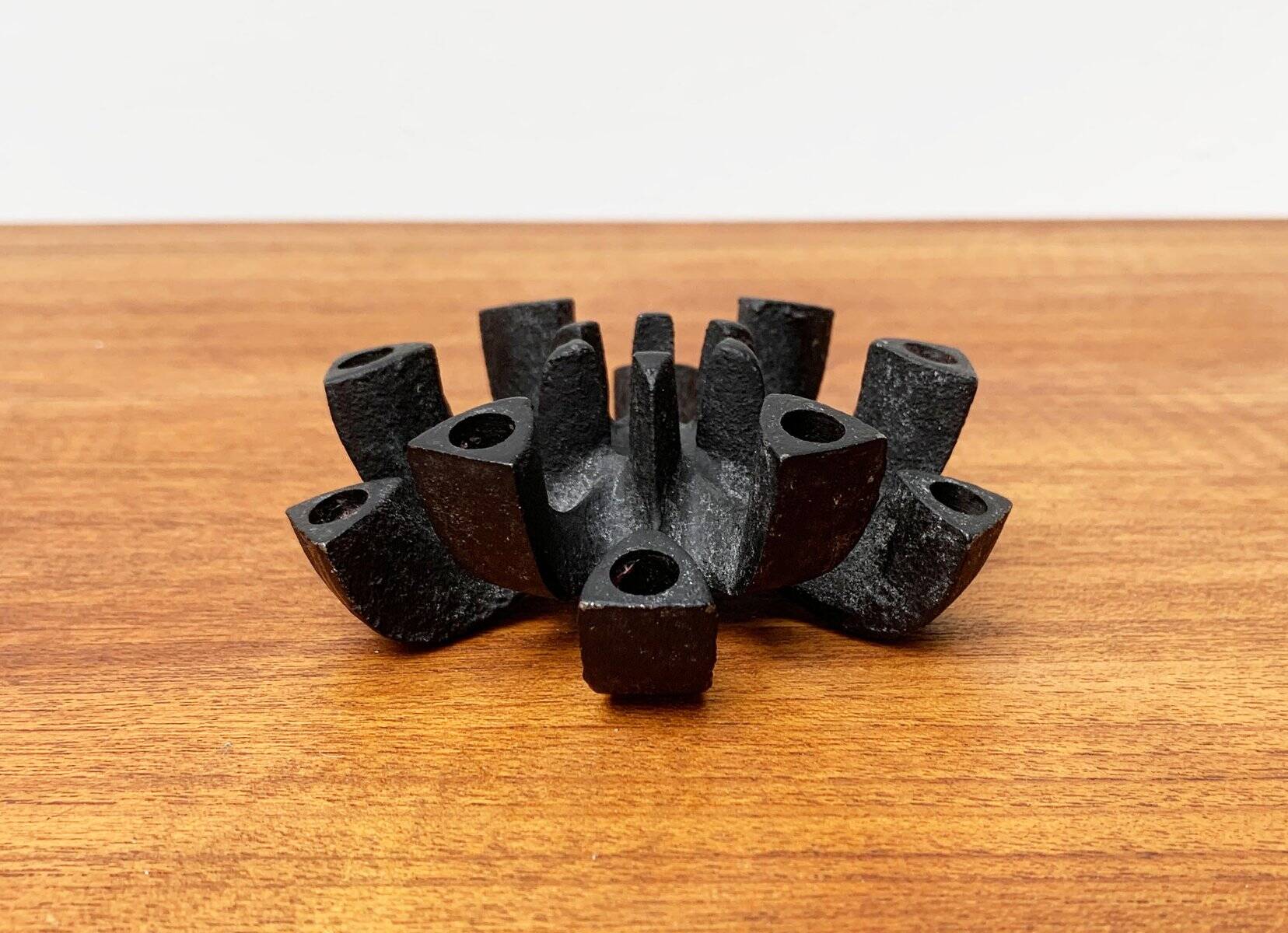 Brutalist cast iron candlestick from mid-century Japan by Jens H. Quistgaard, 1960s.