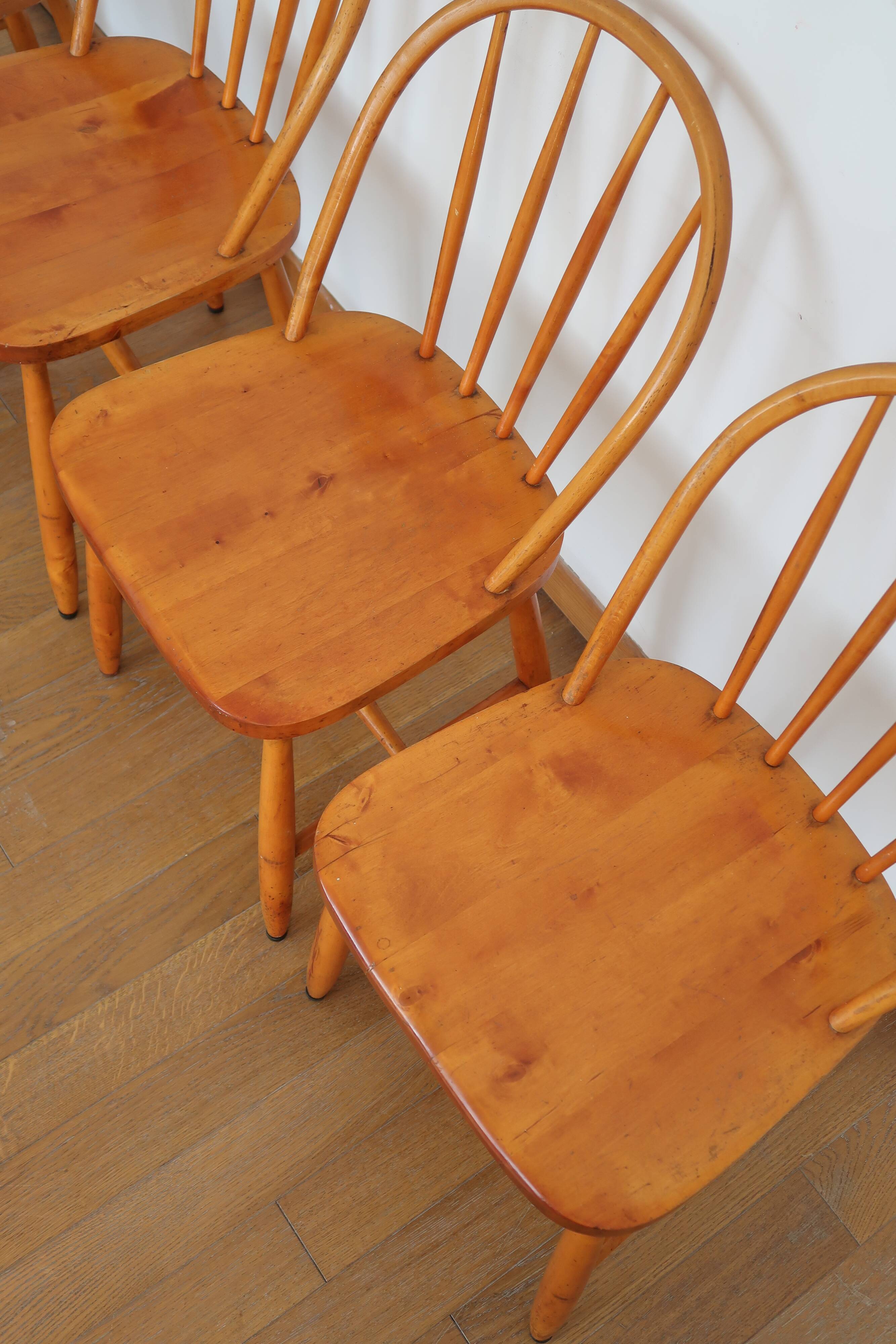 4 Scandinavian beech chairs