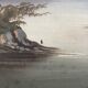 Old Oil Painting Canvas Swiss School Mountain Lake Shepherd Signed