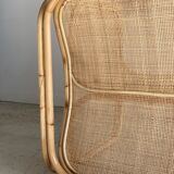 U-shaped armrest rattan armchair, grid canning